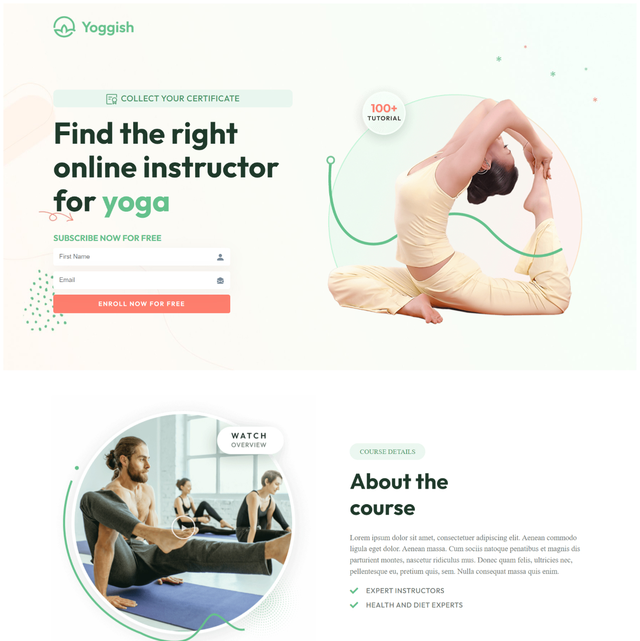 Yoga Gutenberg screenshot