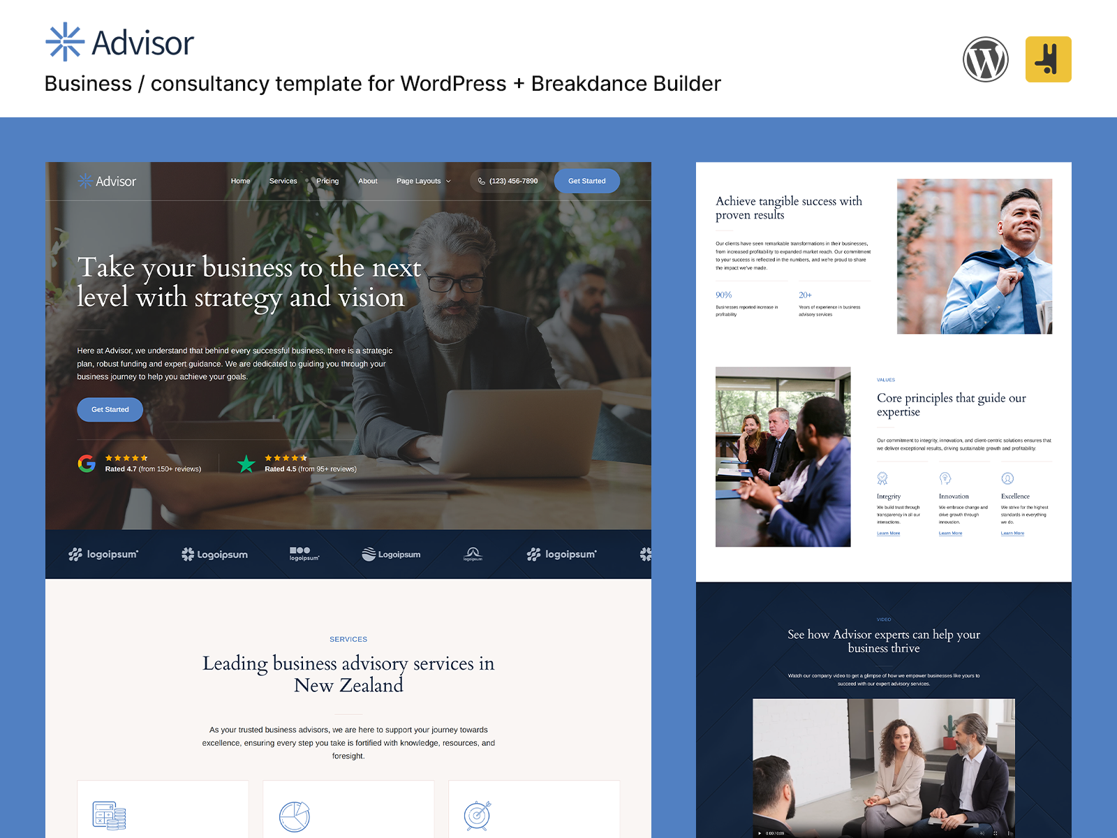 Advisor — Business / Consultancy Website Template (Breakdance Builder) screenshot